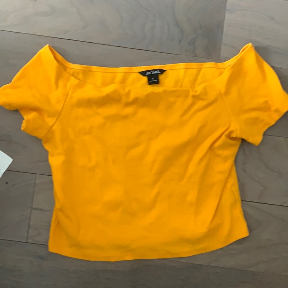 Yellow off the shoulder crop top
